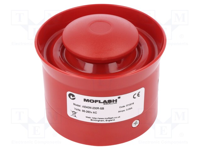 Signaller: sound; siren; 98÷260VAC; 95dB(d=1m); Series: AE40M; IP65