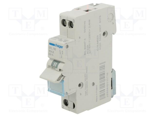 Module: toggle switch; Poles: 1; 230VAC; 16A; IP20; DIN; Stabl.pos: 2