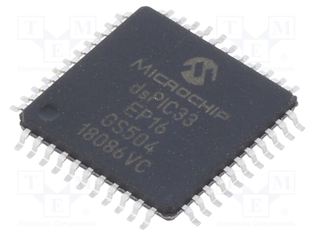 DsPIC microcontroller; SRAM: 2kB; Memory: 16kB; TQFP44; 0.8mm