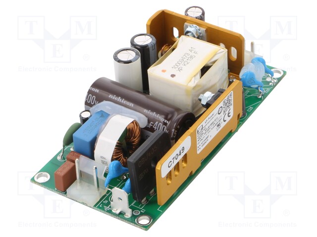 AC/DC Open Frame Power Supply (PSU), ITE & Medical, 1 Output, 65 W, 80V AC to 264V AC