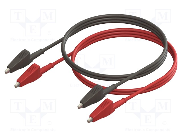 Test leads; Inom: 10A; Len: 1m; both sides,aligator clip; -20÷80°C