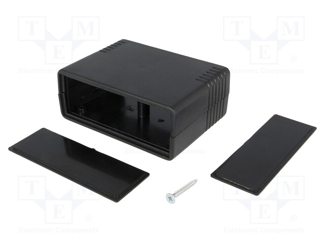 Enclosure: with panel; X: 64.5mm; Y: 89.3mm; Z: 36mm; ABS; black