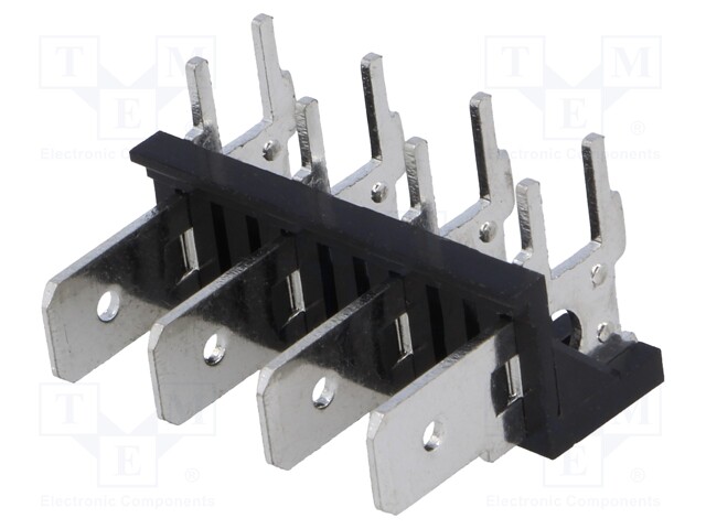 Terminal: spade terminal strip; 6.3mm; THT; 250V; angled 90°; 12A