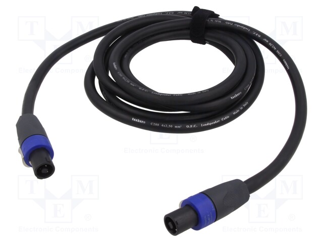 Cable; SpeakON female 4pin,both sides; 9m; black; Øcable: 9mm; PVC