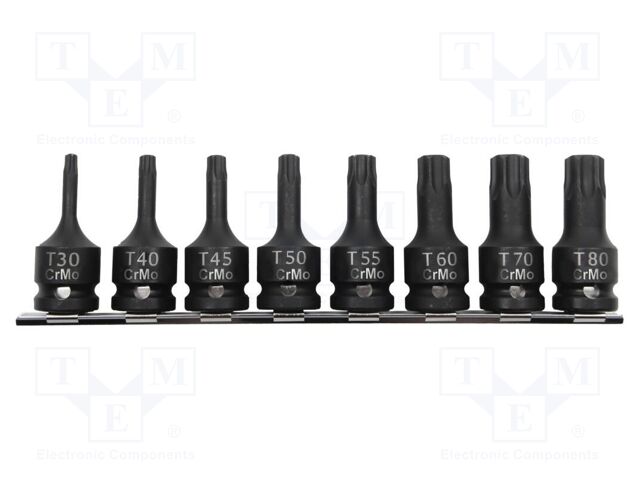 Wrenches set; socket spanner,Torx®,impact; Mounting: 1/2"; 8pcs.