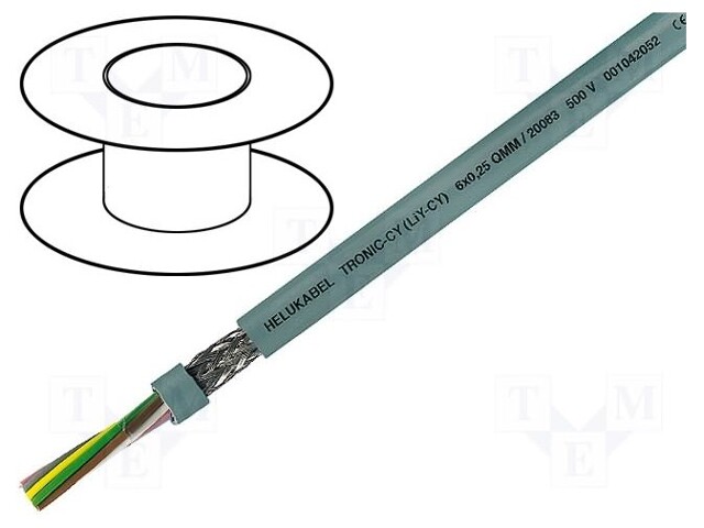 Wire; TRONIC-CY LiY-CY; 20x0,5mm2; tinned copper braid; PVC; grey
