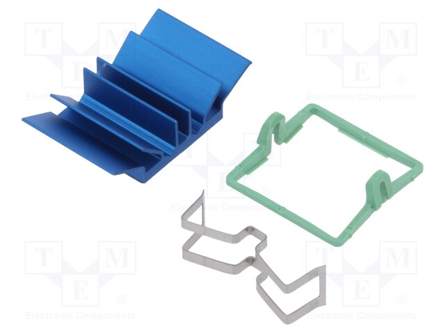 Heatsink: extruded; grilled; blue; L: 19mm; W: 19mm; H: 7.5mm