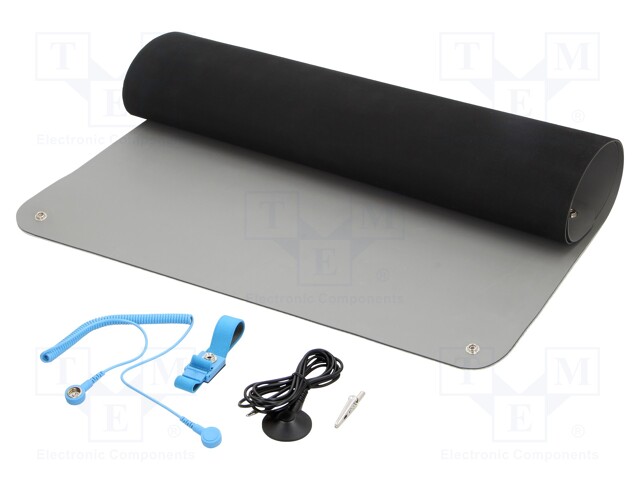 Bench mat; ESD; Dim: 600x1200mm; D: 2mm; grey (bright)