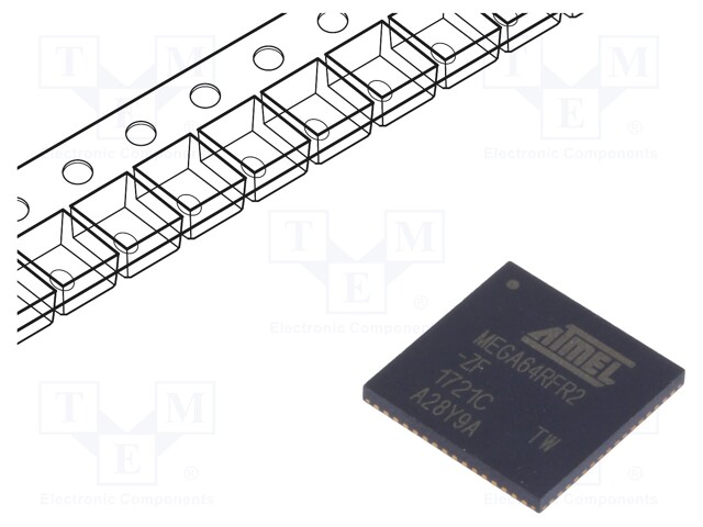 AVR microcontroller; EEPROM: 2kB; SRAM: 8kB; Flash: 64kB; VQFN64