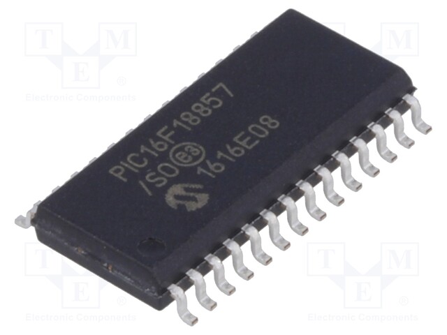 PIC microcontroller; Memory: 56kB; SRAM: 4096B; EEPROM: 256B; SMD