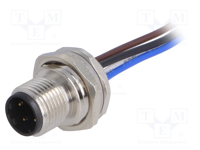 Socket; M12; PIN: 4; male; D code-Ethernet; cables; IP67; straight