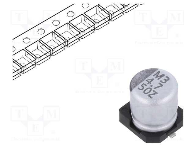 Capacitor: electrolytic; SMD; 4.7uF; 50VDC; Ø5x5.7mm; ±20%