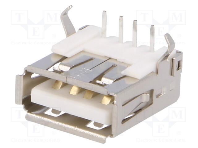Socket; USB A; THT; angled 90°