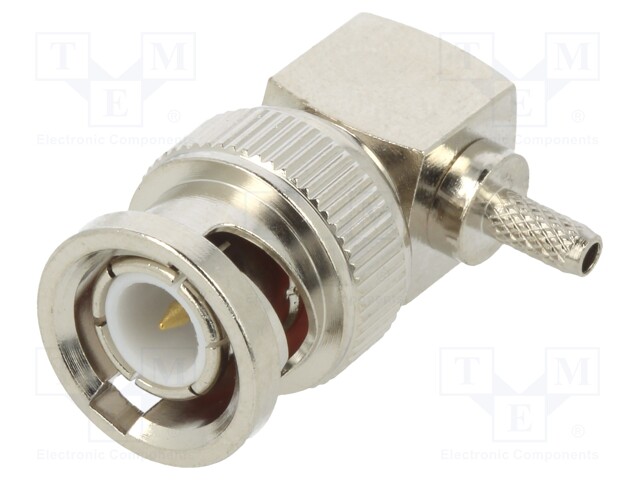 Plug; BNC; male; angled; 50Ω; RG174U,RG188(A),RG316U; crimped