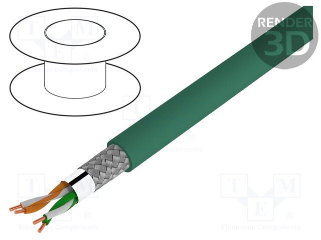 Wire; SF/UTP,ETHERLINE® Cat.5e FD; 5e; solid; Cu; 2x2x24AWG; PUR