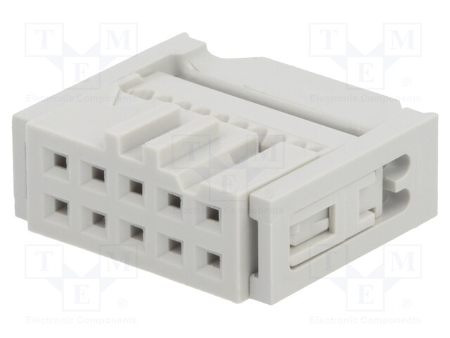 Plug; IDC; female; PIN: 10; with cable clamp; IDC; for ribbon cable