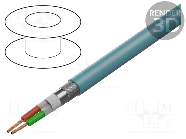 Wire; PROFIBUS SK; 1x2x24AWG; stranded; Cu; PVC; turquoise