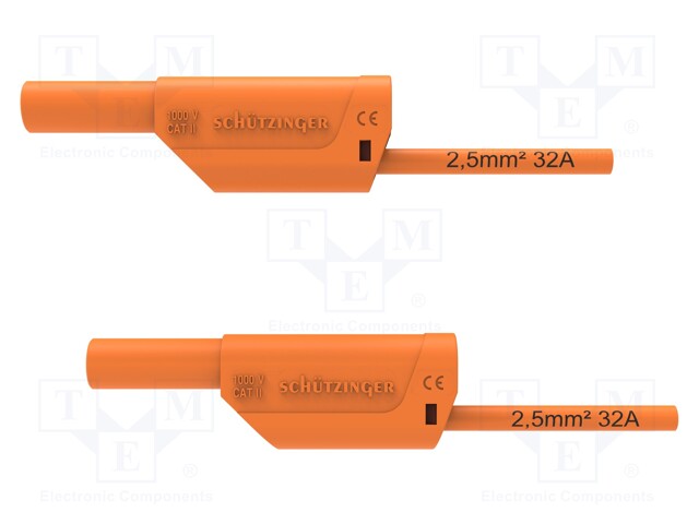 Test lead; 32A; banana plug 4mm,both sides; Urated: 1kV; Len: 2m