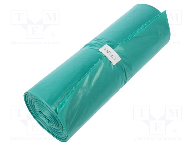 Trash bags; 10pcs; LDPE; Colour: green; 240l