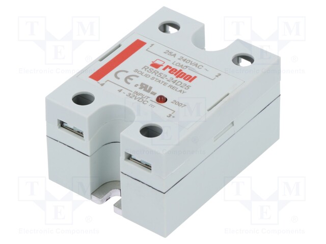 Relay: solid state; Ucntrl: 4÷32VDC; 25A; 48÷280VAC; -30÷80°C; IP20