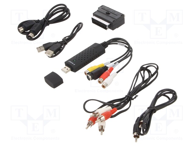Grabber Audio/Video; mini din 4 pin socket,RCA,USB A plug