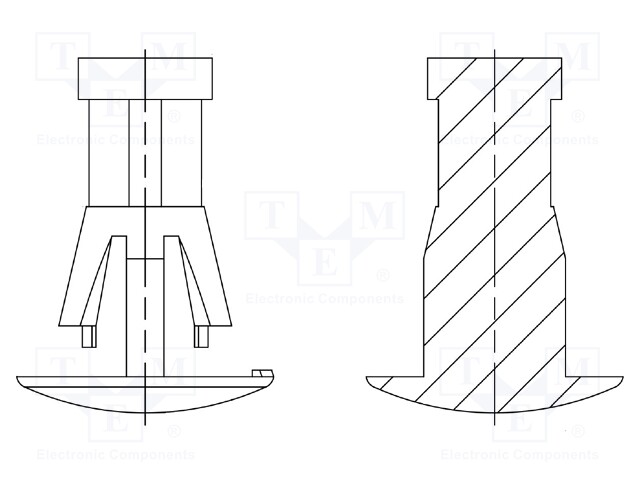 Assembly stud; polyamide 66; L: 8mm; snap fastener; UL94V-2