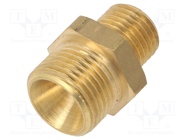Double nipple; Mat: brass; V: reducing; Ext.thread: 1/4" /  3/8"