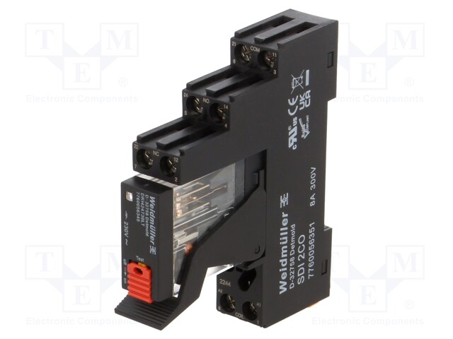 Relay: interface; DPDT; Ucoil: 230VAC; 5A; DIN; Variant: Relay set