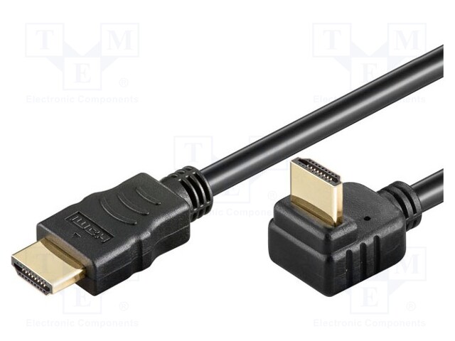 Cable; HDMI 1.4; HDMI plug,HDMI plug 90°; 1m; black