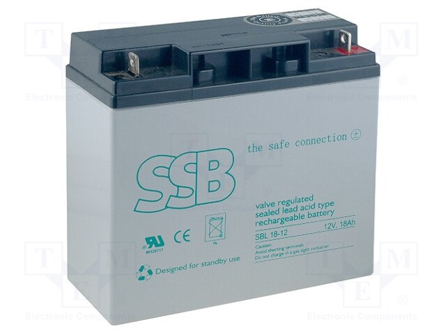 Re-battery: acid-lead; 12V; 18Ah; AGM; maintenance-free