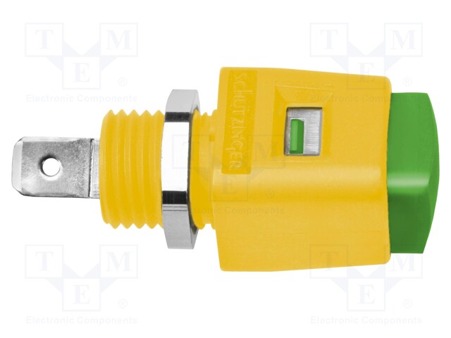 Laboratory clamp; yellow-green; 70VDC; 16A; Contacts: nickel; 44mm