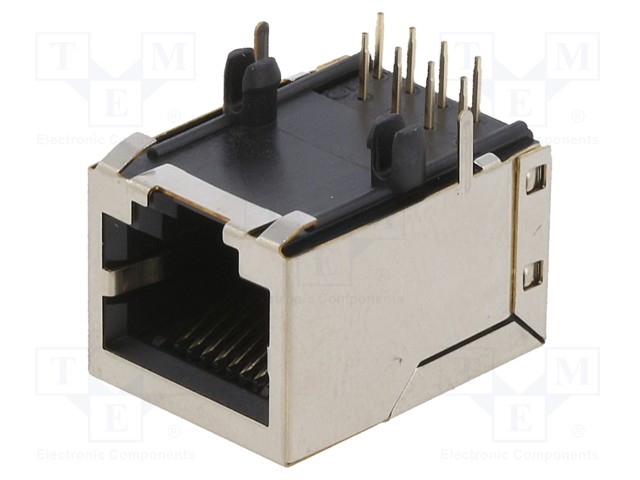 Socket; RJ45; PIN: 8; gold-plated; Layout: 8p8c; on PCBs; THT