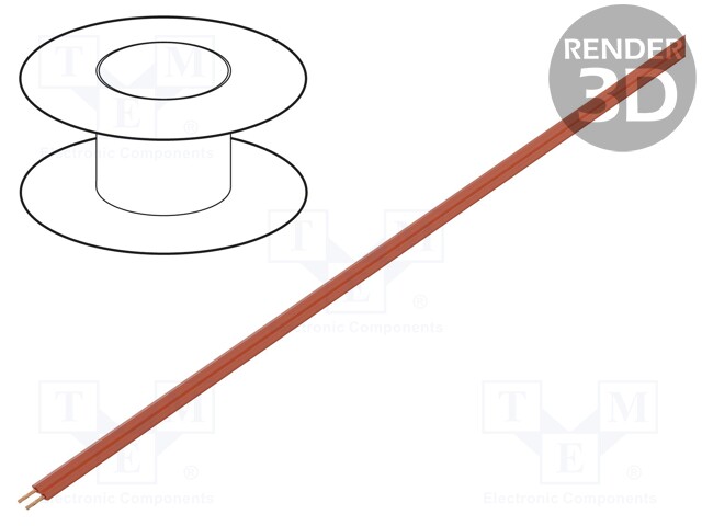 Wire: ribbon; stranded; 2x0,14mm2; red; 100m