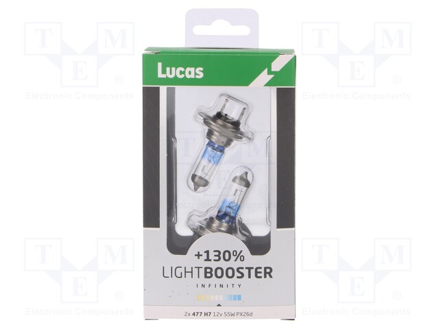 Filament lamp: automotive; PX26d; white; 12V; 55W; +130%; H7