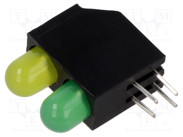 LED; in housing; yellow/yellow green; 5mm; No.of diodes: 2; 30mA