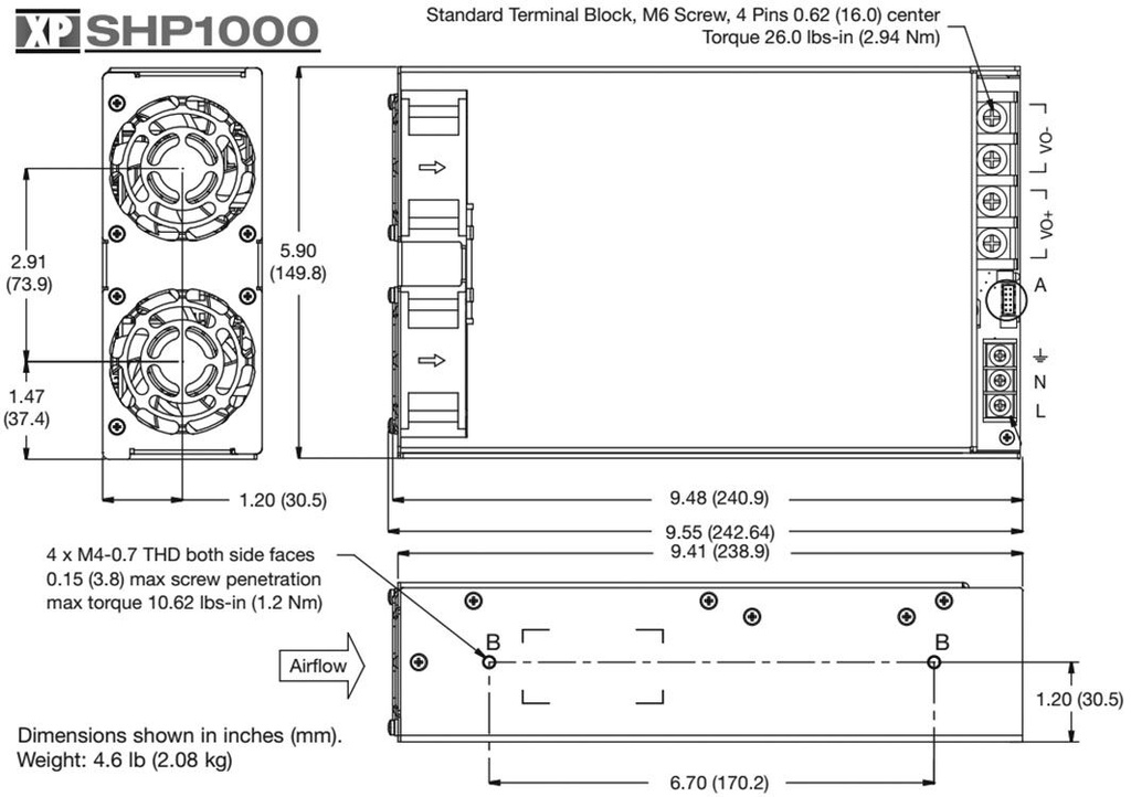 Power supply: switched-mode; 1000W; 15VDC; 67A; OUT: 1; 2.08kg; 85%
