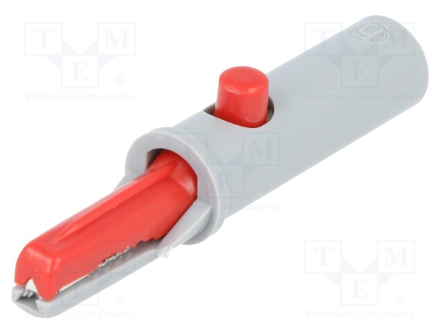 Crocodile clip; 6A; 60VDC; red; Grip capac: max.7.5mm