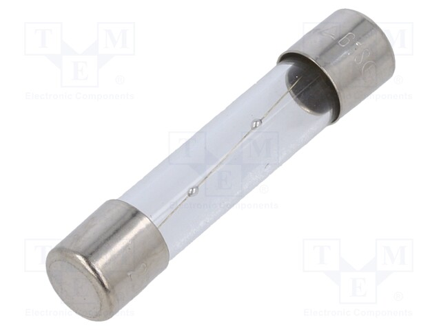 Fuse: fuse; 1A; 250VAC; glass; 6.35x31.8mm; brass; nickel plated