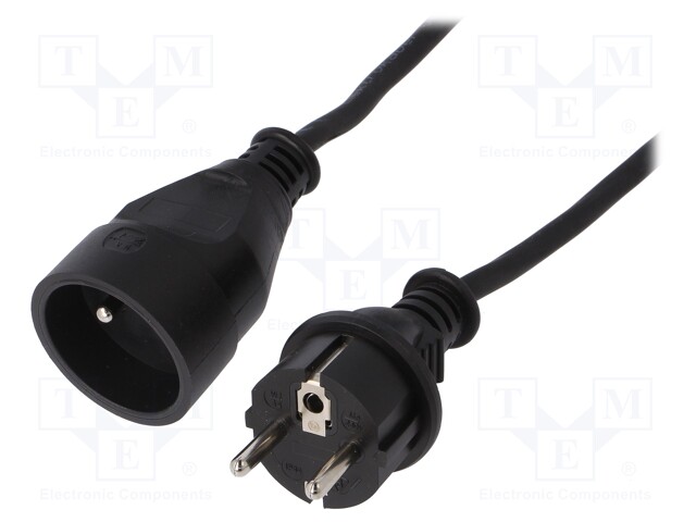 Extension lead; 3x1.5mm2; Sockets: 1; rubber; black; 15m; 10A