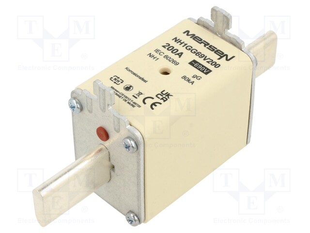 Fuse: fuse; gG; 200A; 690VAC; 400VDC; ceramic,industrial; NH1