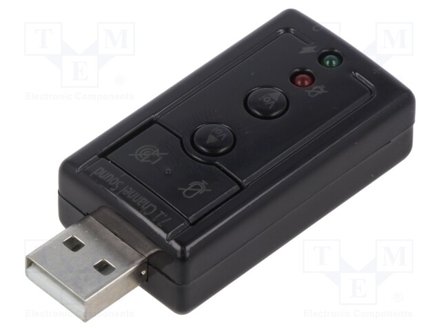 PC extension card: sound; stereo 7.1,USB 2.0; volume control