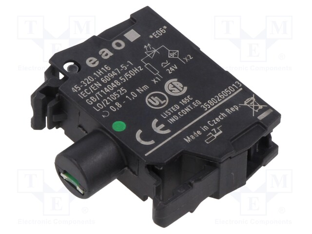 Illuminating unit; 22mm; 45; front fixing; 24VAC; Colour: green