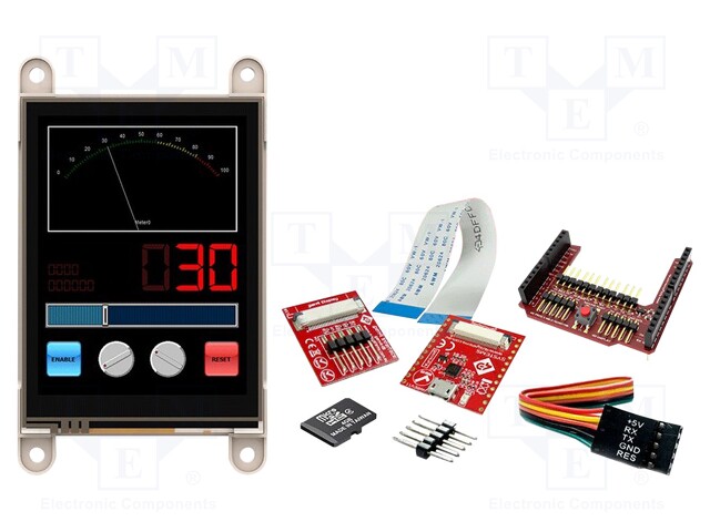 Dev.kit: with display; TFT; 2.8"; 240x320; Display: graphical; 14kB