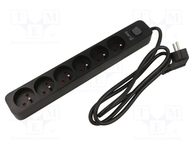 Plug socket strip: protective; Sockets: 6; 230VAC; 16A; black