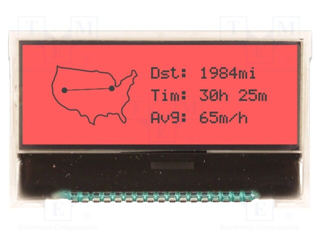 Display: LCD; graphical; 128x32; FSTN Positive; red; 41.4x24.3x4mm