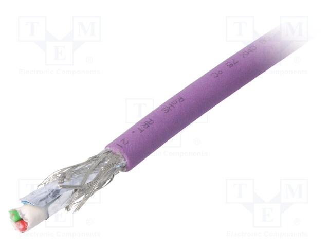 Wire; automatics; 1x2x0,64mm2; solid; Cu; PUR; violet; 250V; Class: 5