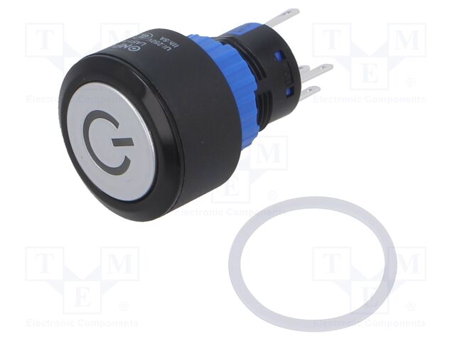 Switch: push-button; Pos: 2; SPDT; 0.5A/220VAC; 1A/24VDC; ON-(ON)