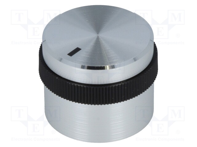 Knob; with pointer; aluminium,plastic; Shaft d: 6mm; Ø22.1x14.3mm