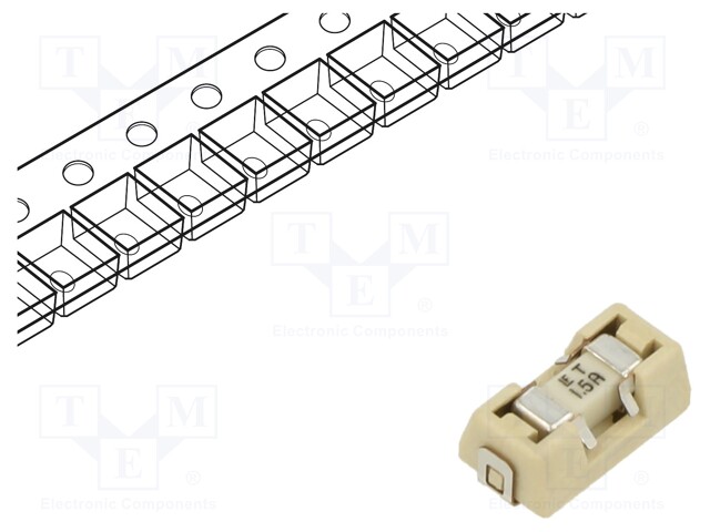 Fuse: fuse; time-lag; 1.5A; 125VAC; 125V; 125VDC; SMD; silver plated