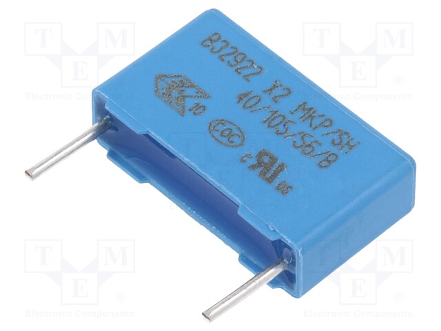 Safety Capacitor, 0.1 µF, X2, B32922C Series, 305 V, Metallized PP